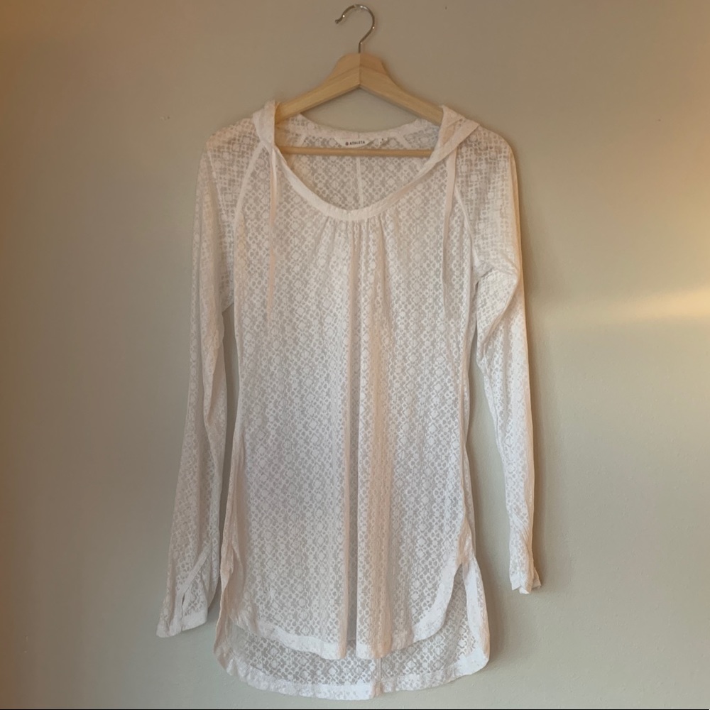 Athleta Riviera white burnout hooded swim cover-up